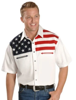 Scully American Flag Colorblock Western Shirt