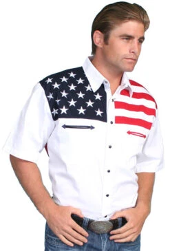 Scully American Flag Colorblock Western Shirt - Big & Tall