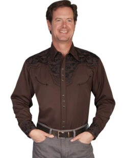Scully Men's Black Embroidered Gunfighter Shirt - Big & Tall
