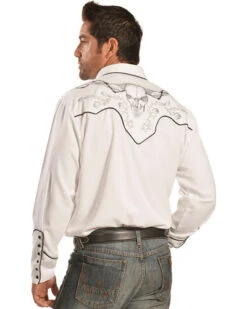 Scully Men's Embroidered Skull With Roses Western Shirt -Exotic Clothing file 1243