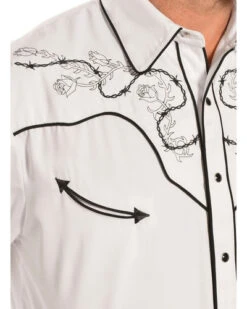 Scully Men's Embroidered Skull With Roses Western Shirt -Exotic Clothing file 1244