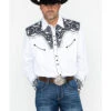 Scully Men's Western Woven Gunfighter Long Sleeve Shirt