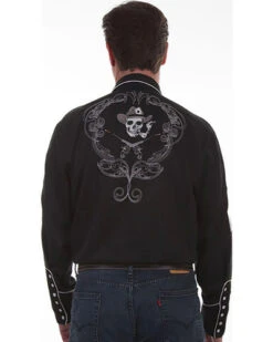 Scully Men's Pistols & Cards Embroidered Shirt -Exotic Clothing file 1285