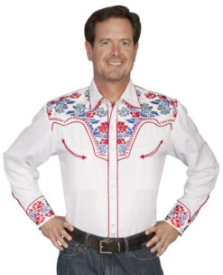 Scully Multi-Colored Floral Embroidered Shirt - Big And Tall