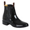 El Canelo Black Patent Leather Ankle Charro Boots