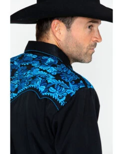 Scully Men's Western Woven Gunfighter Royal Shirt -Exotic Clothing file 14
