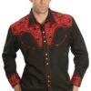Scully Crimson Floral Embroidery Retro Western Shirt
