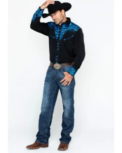 Scully Men's Western Woven Gunfighter Royal Shirt -Exotic Clothing file 15