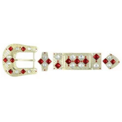 SILVER HARDWARE WITH RED STONE BK3412