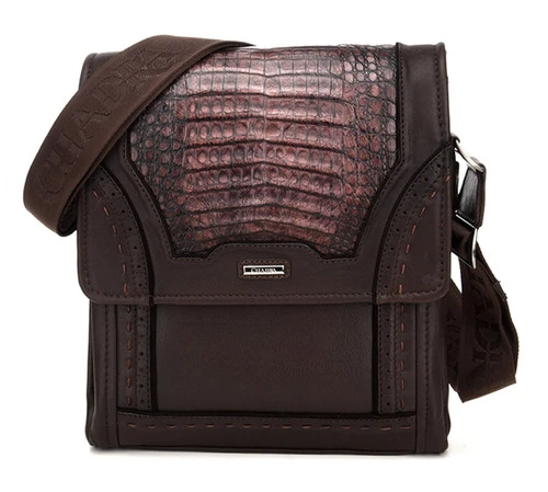 Cuadra Lumber Mocha Caiman Belly Messenger Bag 1 Cuadra Lumber Mocha Caiman Belly Messenger Bag