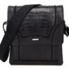 Cuadra Black Caiman Belly Messenger Bag
