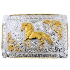 METAL BUCKLE WITH GOLDEN HORSE WD016