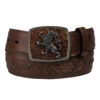 Cuadra Men's Lion Buckle Caiman Belly Belts