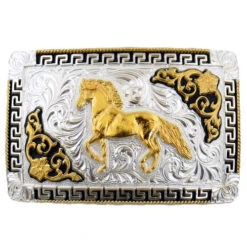 METAL BUCKLE FIGURE HORSES AND FLOWERS WD020