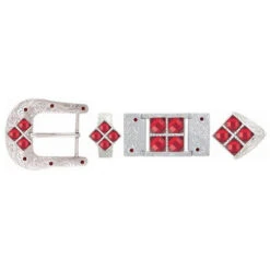IRONWORK SILVER 4 STONES RED BK3312