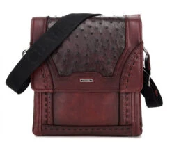 Cuadra Porto Vino Ostrich Messenger Bag