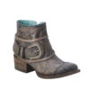 Corral Brown Floral Embossed Strap Shortie Boot
