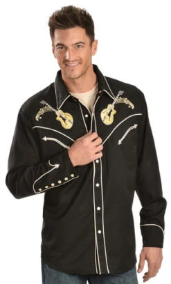 Scully Rock N Roll Guitar Embroidered Retro Western Shirt - Big & Tall 7 Scully Rock N Roll Guitar Embroidered Retro Western Shirt - Big & Tall -Exotic Clothing file 226