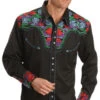 Scully Vibrant Floral Embroidered Retro Western Shirt