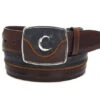 Cuadra Men's Modern Leather Belt Desert Navy Blue