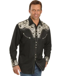 Scully Men's Silver Embroidered Gunfighter Shirt