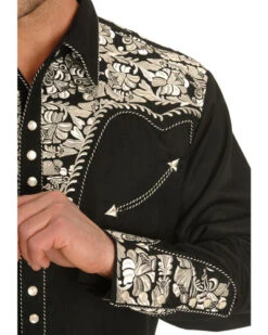 Scully Men's Silver Embroidered Gunfighter Shirt -Exotic Clothing file 366