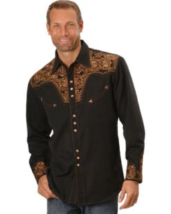 Scully Men's Copper Embroidered Gunfighter Shirt -Exotic Clothing file 375