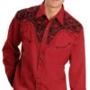 Scully Embroidered Red Retro Western Shirt