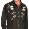 Scully Skull & Roses Embroidered Retro Western Shirt