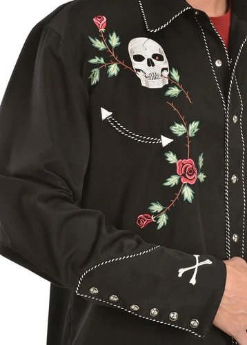 Scully Skull & Roses Embroidered Retro Western Shirt 2 Scully Skull & Roses Embroidered Retro Western Shirt - Image 2