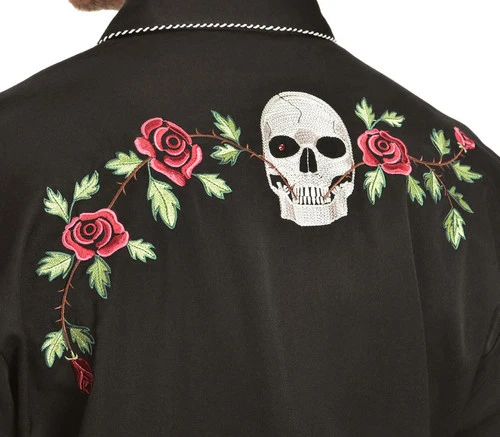 Scully Skull & Roses Embroidered Retro Western Shirt 3 Scully Skull & Roses Embroidered Retro Western Shirt - Image 3