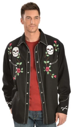 Scully Skull & Roses Embroidered Retro Western Shirt 7 Scully Skull & Roses Embroidered Retro Western Shirt -Exotic Clothing file 393