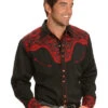 Scully Men's Red Embroidered Gunfighter Shirt