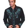 Scully Men's Turquoise Embroidered Shirt