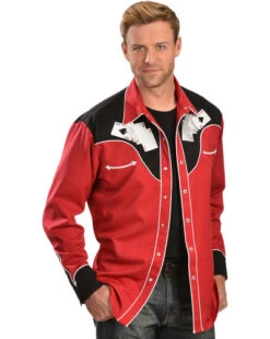 Scully Poker Cards Embroidery Retro Western Shirt