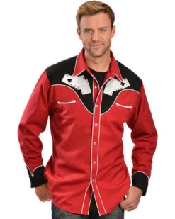 Scully Poker Cards Embroidery Retro Western Shirt -Exotic Clothing file 405