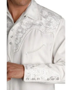 Scully Men's White Embroidered Gunfighter Shirt -Exotic Clothing file 422