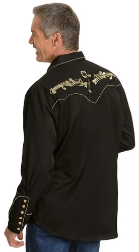 Scully Music Note Embroidered Retro Western Shirt - Big & Tall 2 Scully Music Note Embroidered Retro Western Shirt - Big & Tall - Image 2