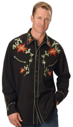 Scully Floral Embroidery Vintage Western Shirt