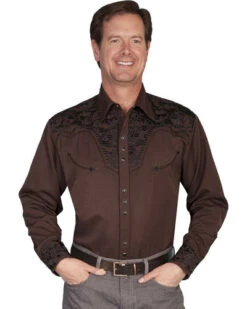 Scully Floral Embroidered Western Shirt -Exotic Clothing file 441