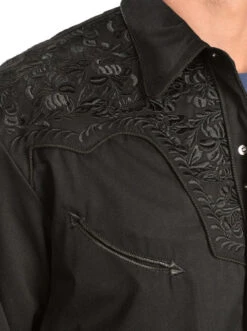 Scully Floral Embroidery Black Retro Western Shirt - Big & Tall -Exotic Clothing file 450