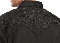 Scully Floral Embroidery Black Retro Western Shirt - Big & Tall -Exotic Clothing file 451