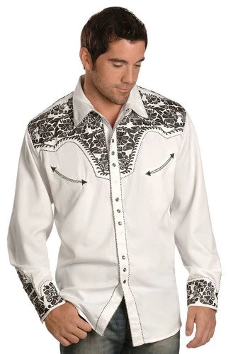 Scully Pewter-tone Embroidery Retro Western Shirt - Big & Tall 1 Scully Pewter-tone Embroidery Retro Western Shirt - Big & Tall