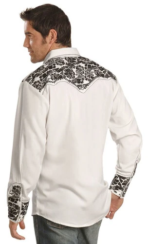 Scully Pewter-tone Embroidery Retro Western Shirt - Big & Tall 2 Scully Pewter-tone Embroidery Retro Western Shirt - Big & Tall - Image 2