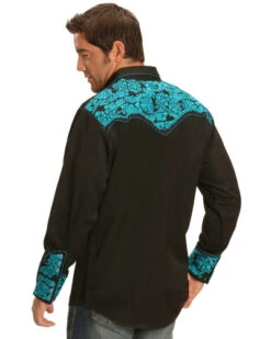 Scully Men's Turquoise Gunfighter Western Shirt -Exotic Clothing file 466