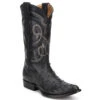Cuadra Men's Black Ostrich Cowboy Boots R-Toe - Black