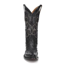 Cuadra Men's Black Ostrich Cowboy Boots R-Toe - Black -Exotic Clothing file 493