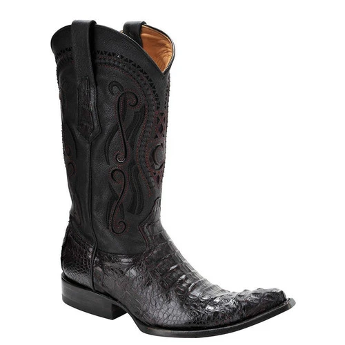Cuadra Men's Crocodile Horn Back Black Cherry Pointed Toe Boots 1 Cuadra Men's Crocodile Horn Back Black Cherry Pointed Toe Boots