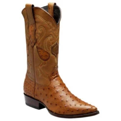Cuadra Men's Traditional Ostrich Western Boots - Brandy