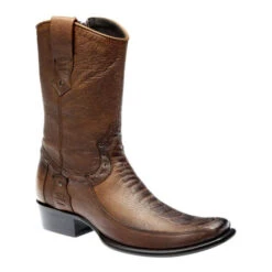 Cuadra Men's Honey Ostrich Leg Boots - Semi Square Toe